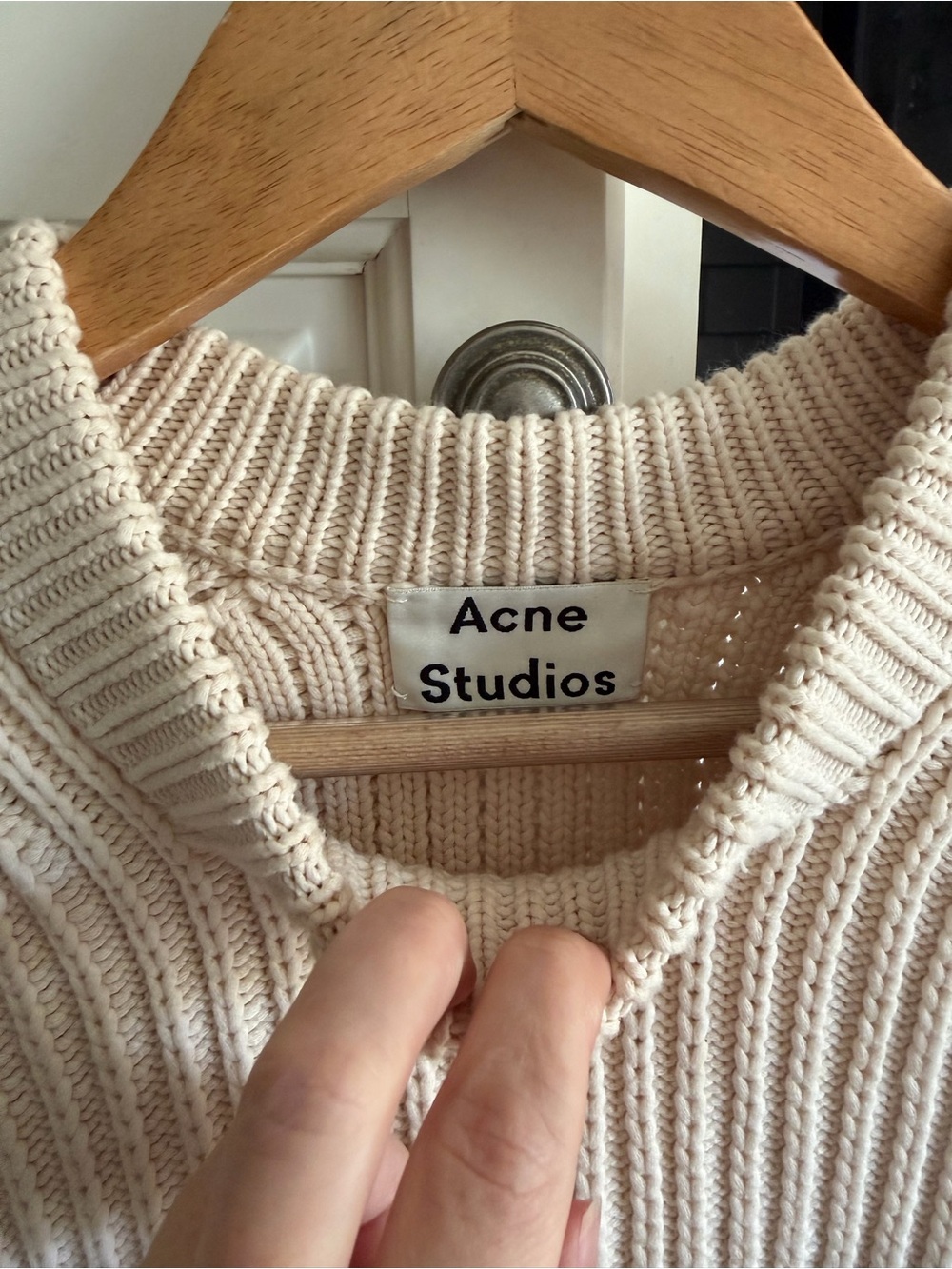 Acne Studios Cream Chunky Ribbed Cotton Knit Sweater Size S - Picture 4 of 9